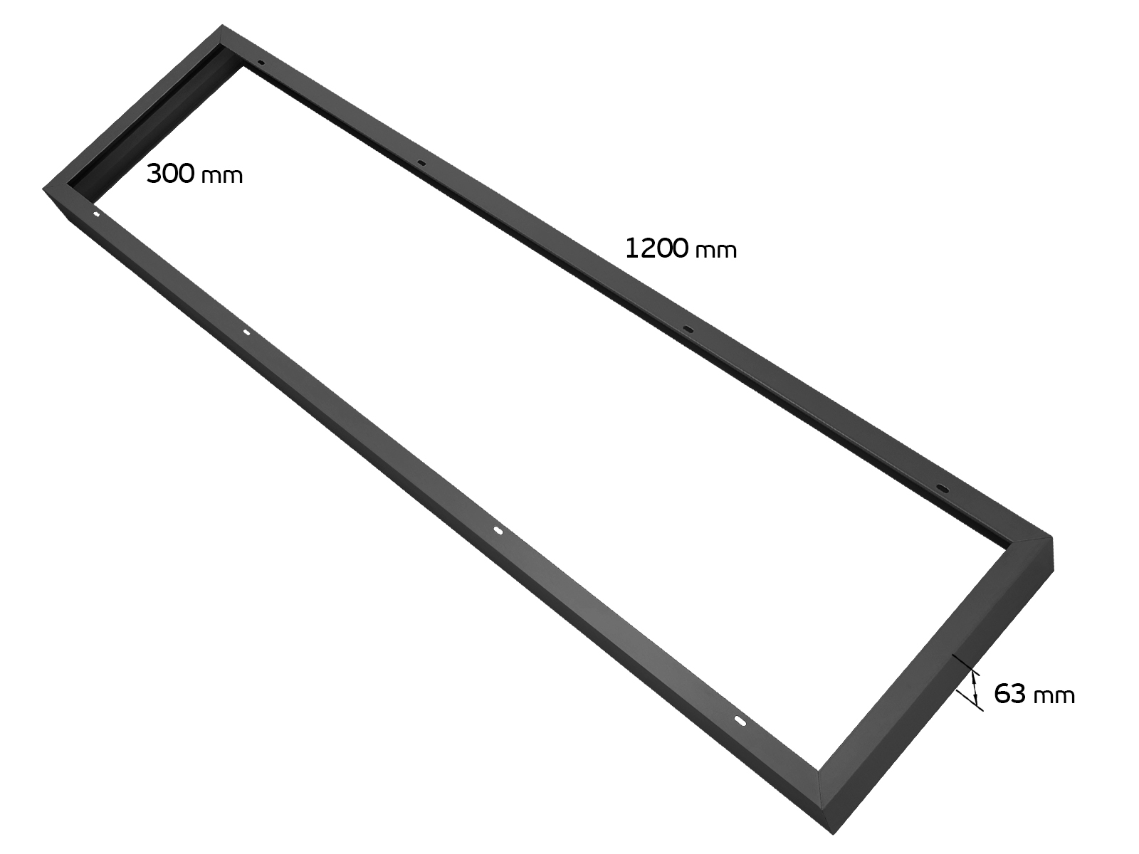 Ramka natynkowa do paneli LED 120x30 6.3cm metal Czarna